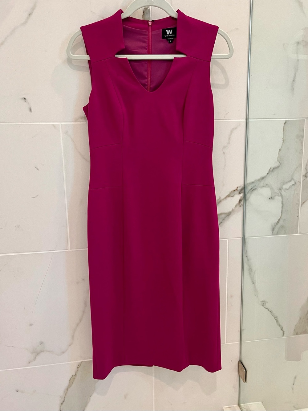 W by Worth Magenta Sheath Dress with detailed Collar